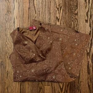 Brown floral boho midi dress